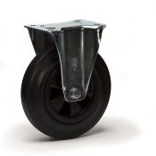 Roulette fixe, diamètre 100 fixation à platine ,caoutchouc noir, charge 70 Kg