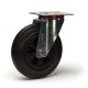 Roulette pivotante, diamètre 200 fixation à platine ,caoutchouc noir, charge 205 Kg