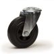 Roulette pivotante, diamètre 80 fixation à trou central ( oeil ) ,caoutchouc noir, charge 50 Kg