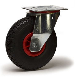 Roulette pivotante , diamètre 260 fixation platine zingué, pneumatique , charge 200 kg