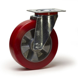 Roulette pivotante diamètre 125 mm polyuréthane SOUPLE REDTHANE® ROUGE - 200Kg