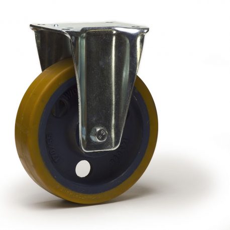 Roulette fixe, roue diamètre 150 fixation à platine ,polyuréthane , charge 660 Kg