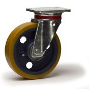 Roulette pivotante, roue diamètre 200 fixation à platine ,polyuréthane , charge 1000 Kg