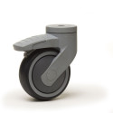 Roulette chape NYLON à oeil pivotante à frein diamètre 100 mm roue PVC GRIS non-marquant- 80 Kg