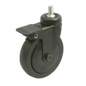 Roulette DESIGN pivotante à frein Ø 100 mm EPOXY NOIR- NON MANQUANT à tige filetée M10x20