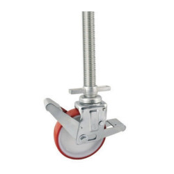 Roulette pieds d'échafaudage de niveau roue polyuréthane rouge  diamètre 150 mm - 300 Kg