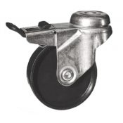 Roulette pivotante à frein Ø50 fixation à trou central ( oeil ), polyamide