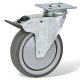 Roulette pivotante à frein diamètre 125 mm caoutchouc gris roulements à billes - 100 Kg