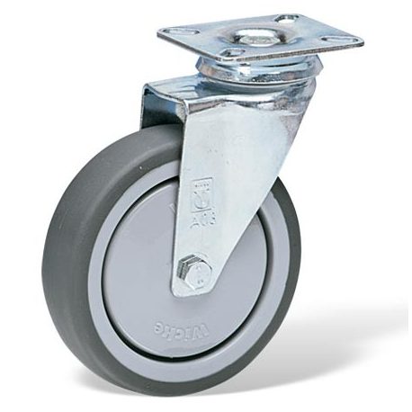 Roulette pivotante diamètre 125 mm caoutchouc gris roulements à billes - 100 Kg