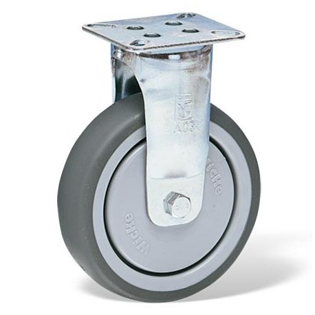 Roulette fixe diamètre 75 mm caoutchouc gris roulements à billes - 75 Kg