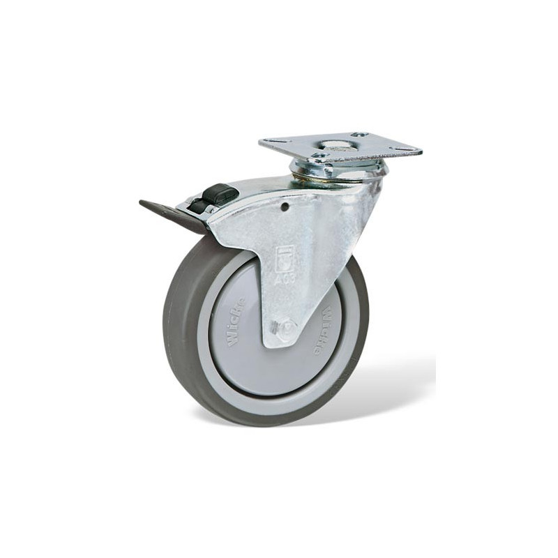 Roulette pivotante à frein PP/TPR Ø 100mm, 135 kg