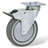 Roulette pivotante à frein diamètre 100 mm caoutchouc gris roulements à billes - 100 Kg