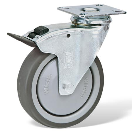 Roulette pivotante à frein diamètre 100 mm caoutchouc gris…