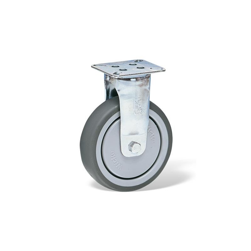 Roulette fixe diamètre 100 mm caoutchouc gris roulements à billes - 100 Kg