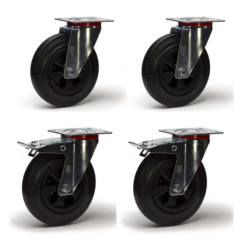Roulette pivotante large roue caoutchouc 200mm charges lourdes 600kg