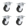 lot de 4 roulettes pivotantes caoutchouc noir 50 mm - 120Kg