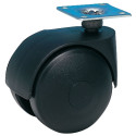 Roulette JUMELÉE pivotante Ø 40 mm NOIR à platine 38x38