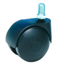 Roulette JUMELÉE pivotante Ø 40 mm NOIR à tige filetée M10x15