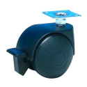 Roulette JUMELÉE pivotante à frein Ø 40 mm NOIR à platine 38x38