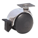 Roulette JUMELÉE pivotante à frein Ø 50 mm CHROMÉE à platine 38x38