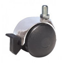 Roulette JUMELÉE pivotante à frein Ø 50 mm CHROMÉE à tige filetée M10x15