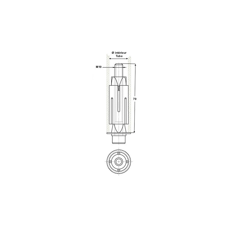 fixation expansible pour tubes, fixation pour tube rond: 21,0 - 24,9 mm -   - Roues et roulettes Vulkollan
