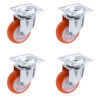 Lot roulettes pivotantes polyuréthane injecté rouge  40 mm - 120 Kg