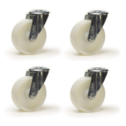 Lot roulettes à oeil pivotantes polyamide blanc  100 mm - 450Kg