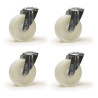 Lot roulettes à oeil pivotantes polyamide blanc  100 mm - 450Kg