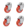 Lot roulettes à oeil pivotantes polyuréthane injecté rouge  40 mm - 120 Kg