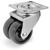 Roulette jumelée pivotante diamètre 50 mm polypropylène noir- 60 Kg
