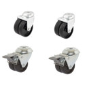 Lot de 4 roulettes OEIL JUMELÉE pivotantes à frein polypropylène NOIR diamètre 50 mm - 180 Kg