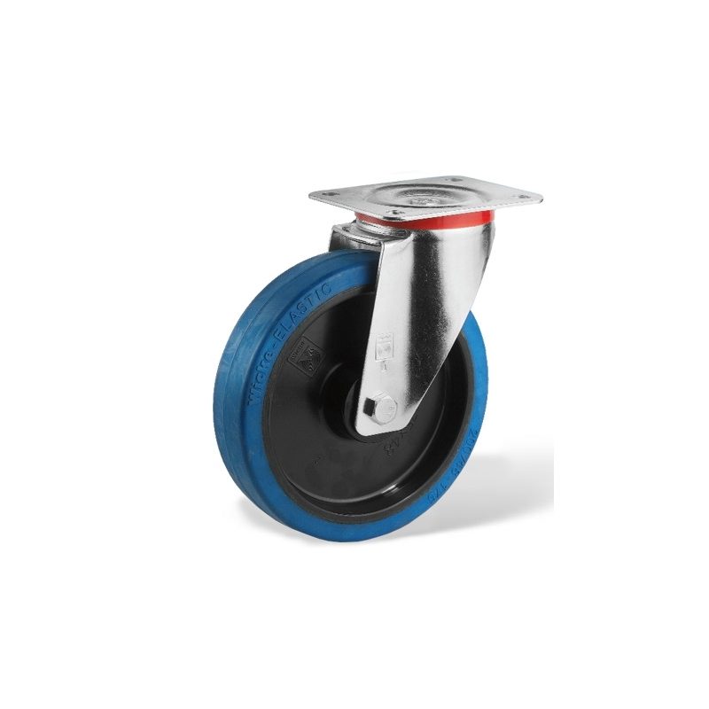 Roulette pivotante caoutchouc EASYROLL® BLEU diamètre 125 mm roulement à rouleaux - 200 Kg