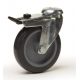 Roulette à oeil pivotante à frein diamètre 50 mm caoutchouc gris - 40 Kg