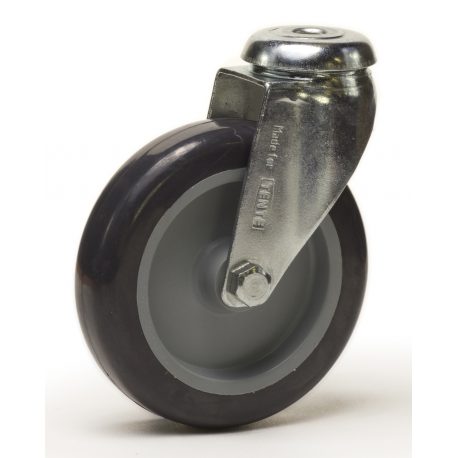 Roulette à oeil pivotante diamètre 100 mm caoutchouc gris - 90 Kg