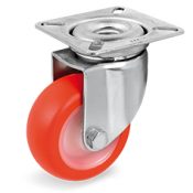 Roulette pivotante diamètre 30 mm roue polyuréthane rouge - 30 Kg
