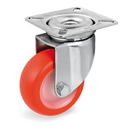 Roulette pivotante diamètre 30 mm roue polyuréthane rouge - 30 Kg