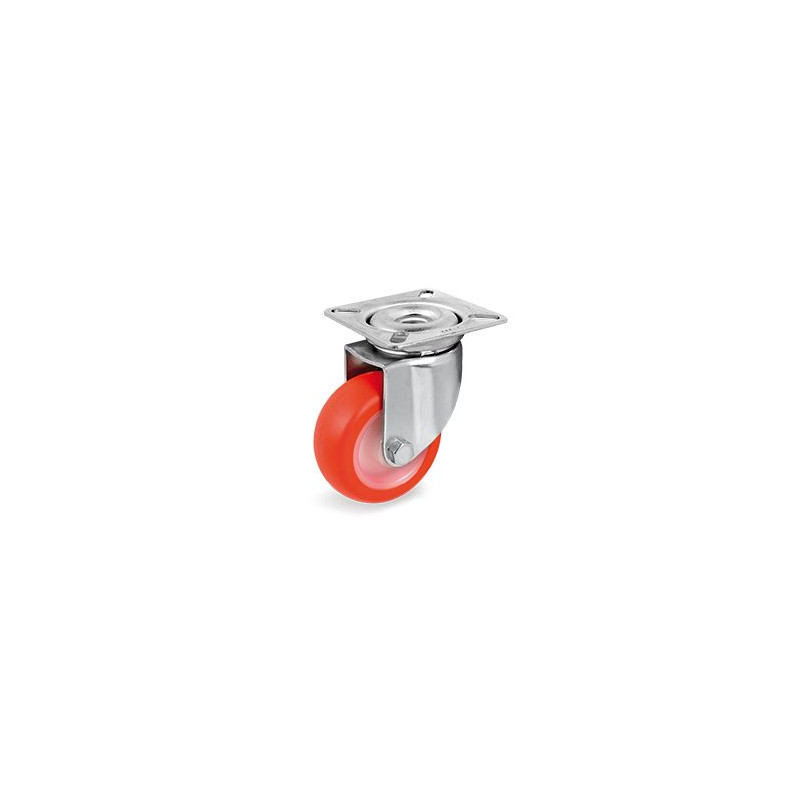 Roulette pivotante avec frein 80mm 130kg PU rouge