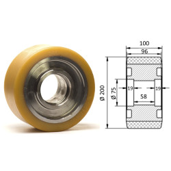 Roue porteuse 200 x 100 ( Jungheinrich 63187810 )