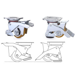 Roulette pivotante avec patin d'immobilisation intégrée diamètre 75  - 350 Kg