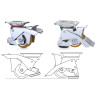 Roulette pivotante avec patin d'immobilisation intégrée diamètre 75  - 350 Kg