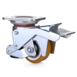 Roulette pivotante avec patin d'immobilisation intégrée diamètre 75  - 350 Kg
