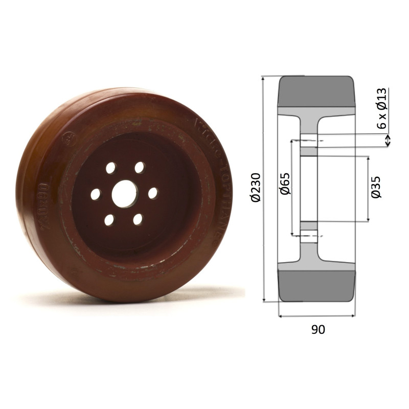 Roue motrice 230 x 90 - 6 trous ( Fenwick 0039902320 )