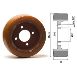 Roue motrice 230 x 90 - 4 trous ( Fenwick 0039902305)