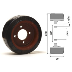 Roue motrice 230 x 90 - 4 trous ( Fenwick 0039902315)