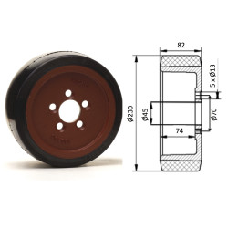 Roue motrice 230 x 90 - 5 trous ( Fenwick 00399033801)