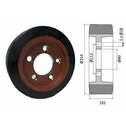 Roue motrice 254 x 102 - 5 trous  ( Still 425696 )