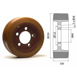 Roue motrice 250 x 100 - 5 trous ( Still - 493241)