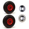 LOT de 2 x roue gonflable diable 260 x 85  (3.00-4) alésage 20 mm roulement à rouleaux + 2 x calotte autobloquante