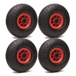 LOT de 4 x roue gonflable diable 260 x 85  (3.00-4) alésage 20 mm roulement à rouleaux